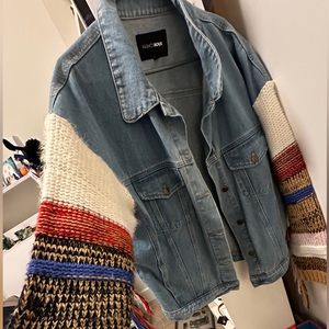Denim Jacket Knit Sleeves